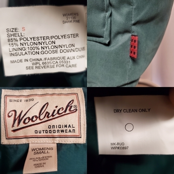 Woolrich Quilted Down Filled Puffer Jacket Parka Winter Coat Forest Green Small - Picture 3 of 8